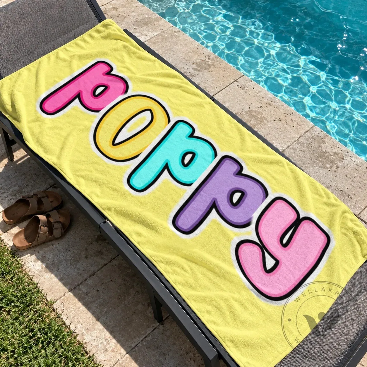 Poppy Candy Pop Personalized Beach Towel