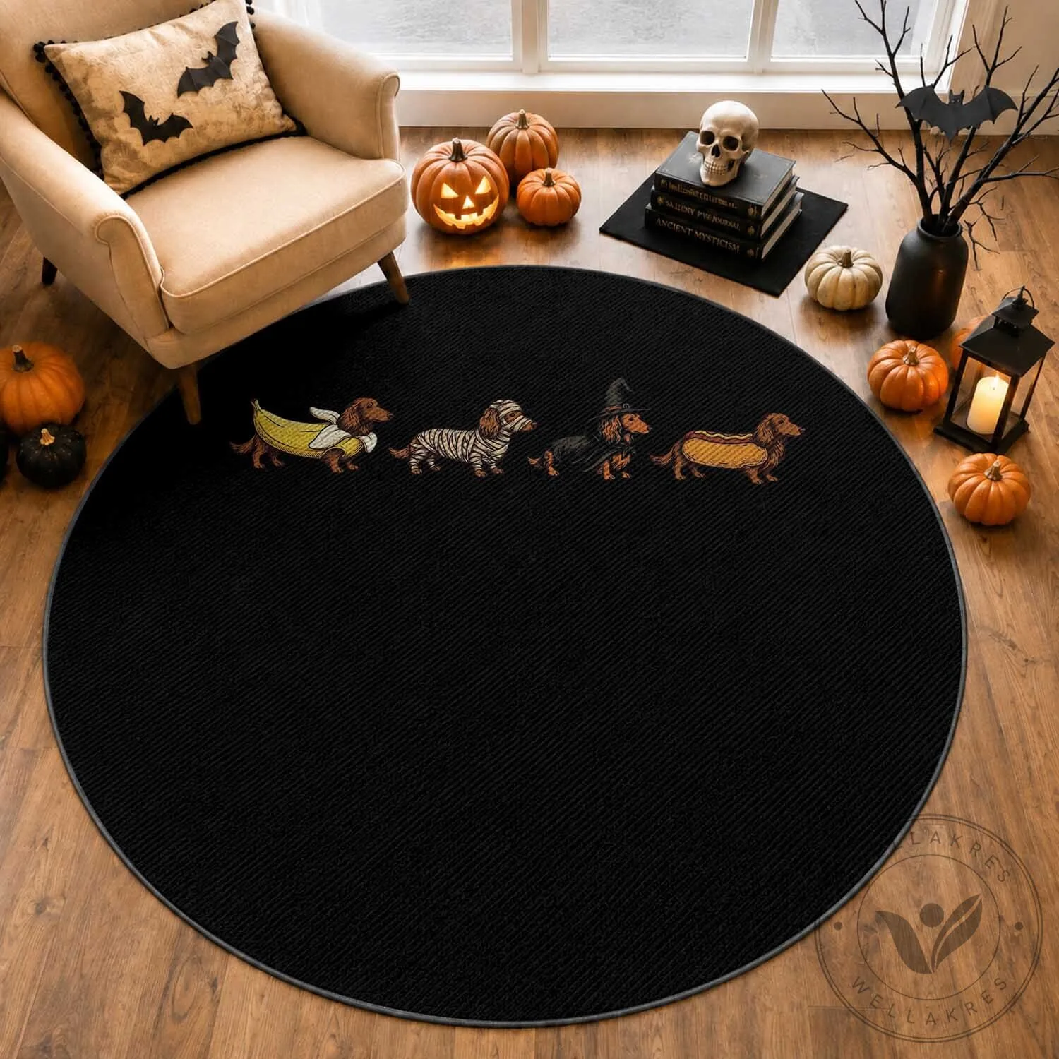 Halloween Dachshund Dog Costumes Round Area Rug Spooky Wiener Dog Floor Mat 5 Halloween Dachshund Dog Costumes Round Area Rug Spooky Wiener Dog Floor Mat