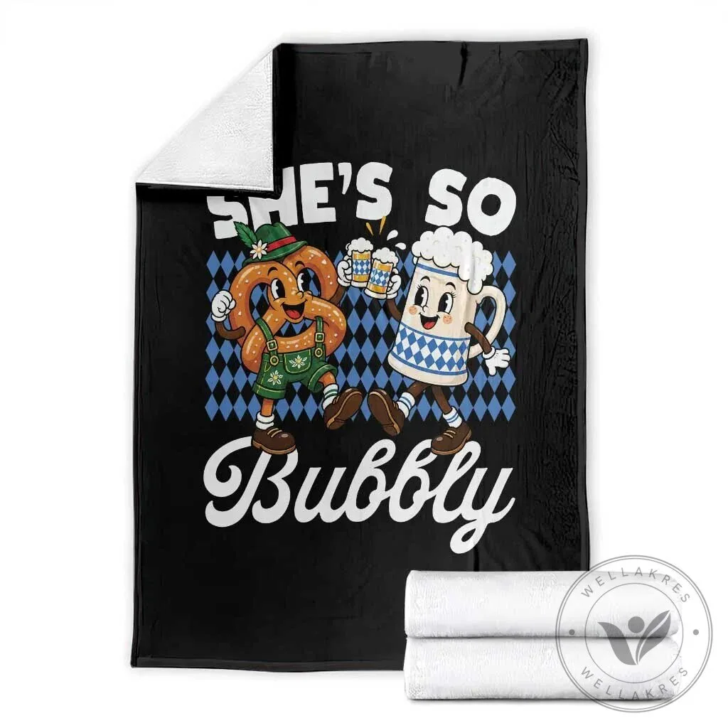 She Is So Bubbly Oktoberfest Beer Mug and Pretzel Throw Blanket 2 She Is So Bubbly Oktoberfest Beer Mug and Pretzel Throw Blanket
