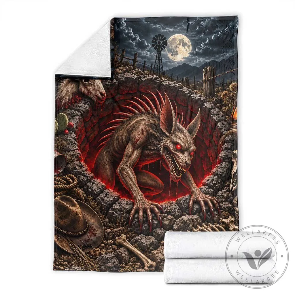 Chupacabra Cryptid Rising From Cracked Earth Horror Throw Blanket 5 Chupacabra Cryptid Rising From Cracked Earth Horror Throw Blanket