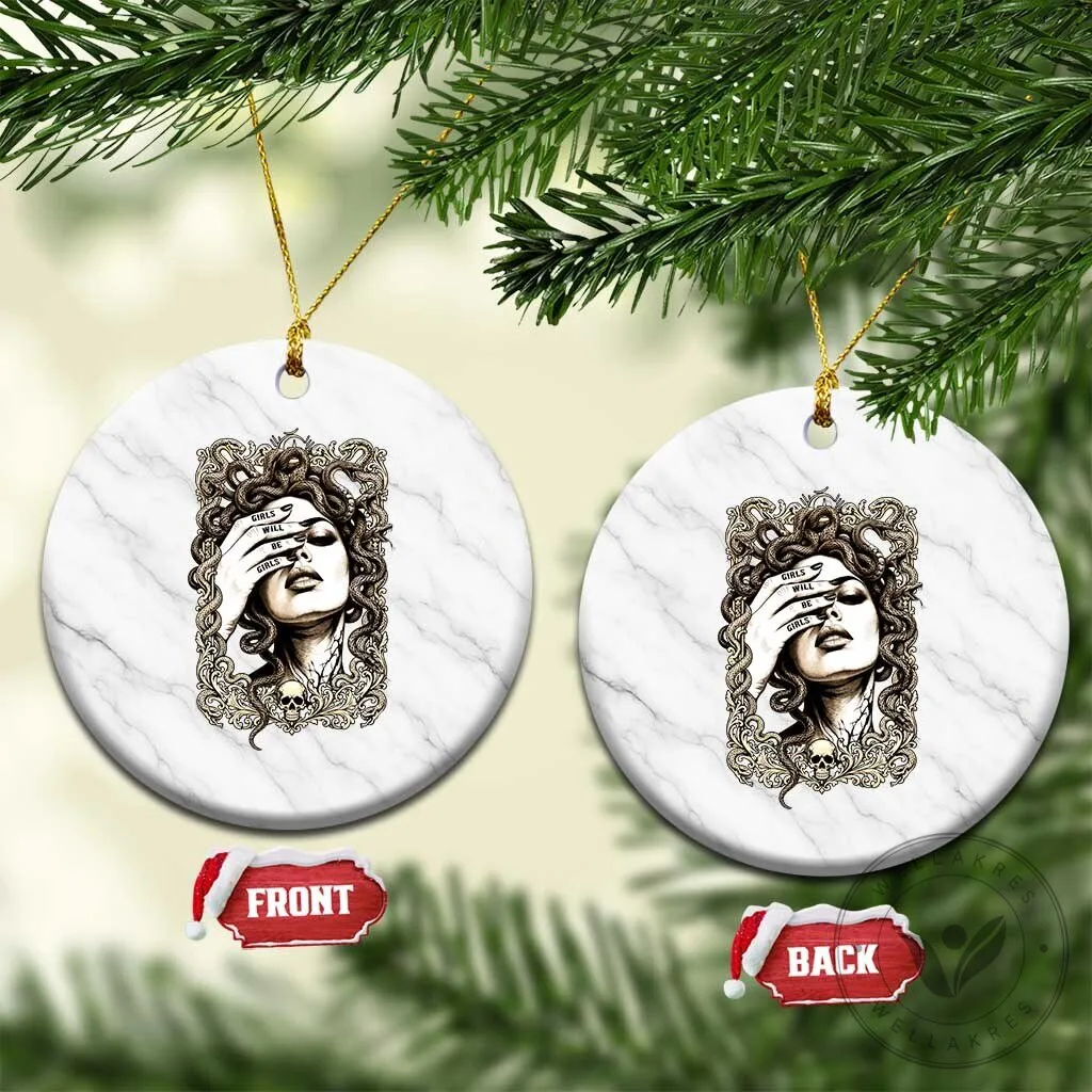 Gothic Medusa Greek Mythology Feminist Girls Will Be Girls Ceramic Christmas Ornament 1 Gothic Medusa Greek Mythology Feminist Girls Will Be Girls Ceramic Christmas Ornament