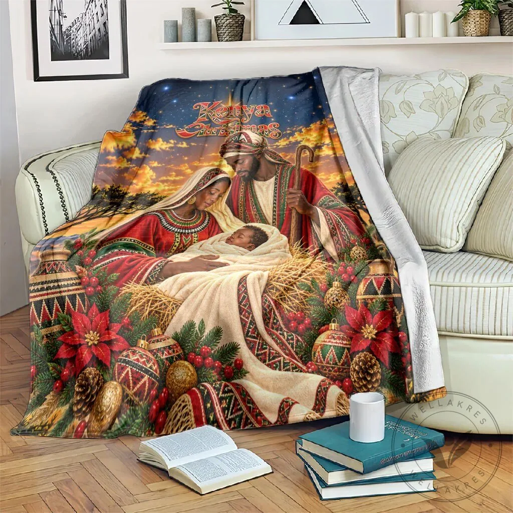African Holy Family Christmas Blanket Savanna Sunset Baby Jesus 5 African Holy Family Christmas Blanket Savanna Sunset Baby Jesus