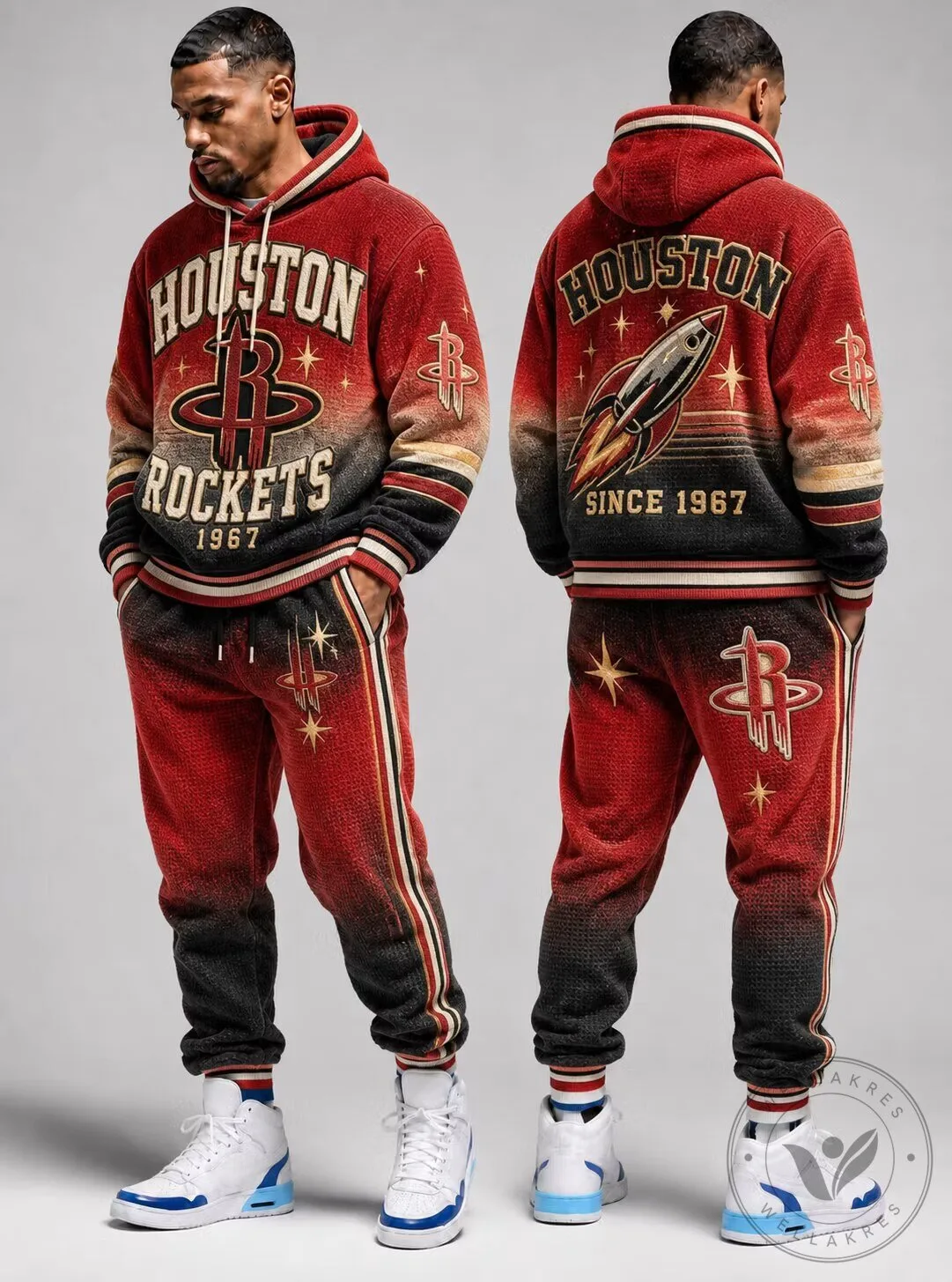 Houston Rockets NBA Basketball Team Gradient Red and Black Hoodie