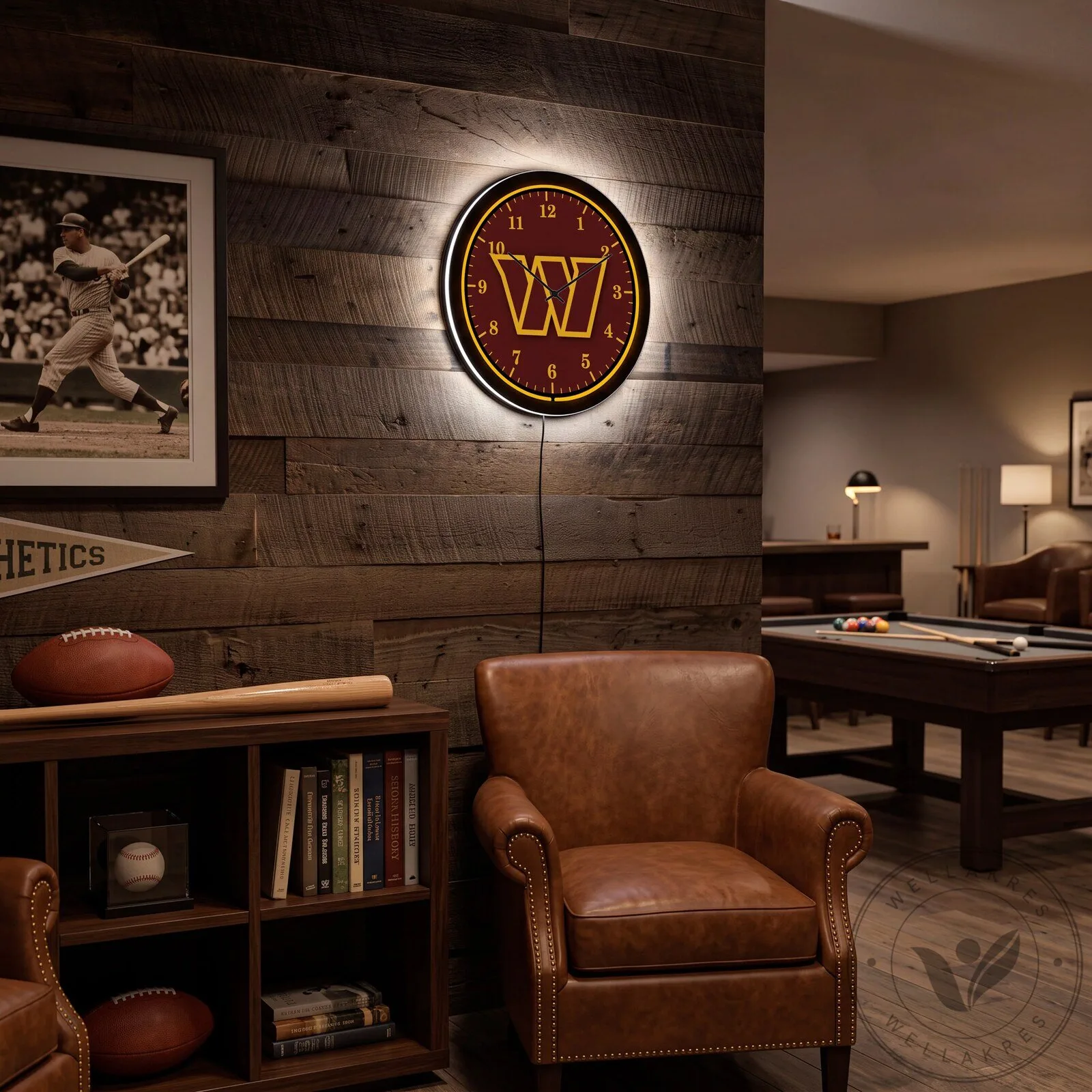 Washington Commanders NFL Football Team Round LED Wall Clock