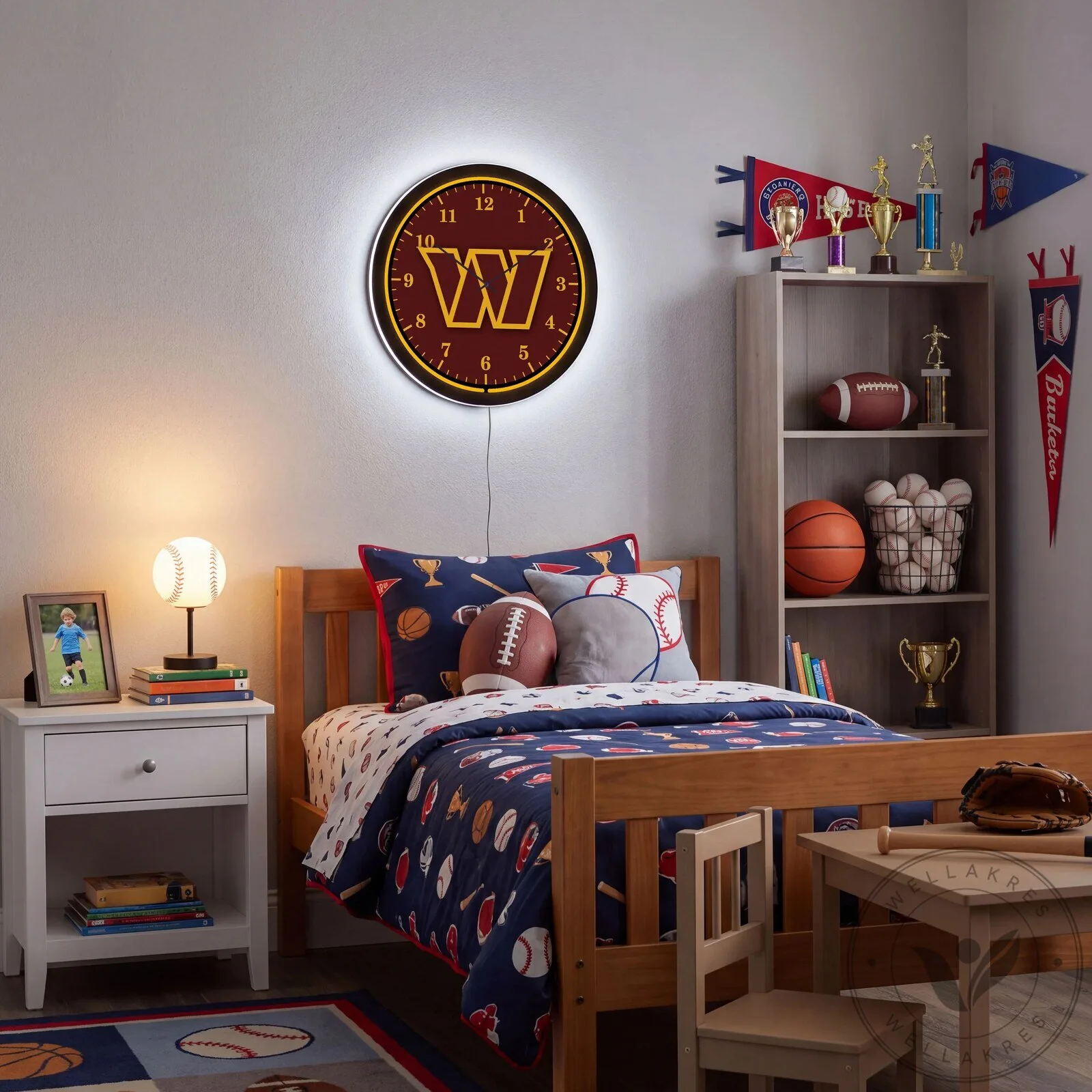 Washington Commanders NFL Football Team Round LED Wall Clock 10 Washington Commanders NFL Football Team Round LED Wall Clock