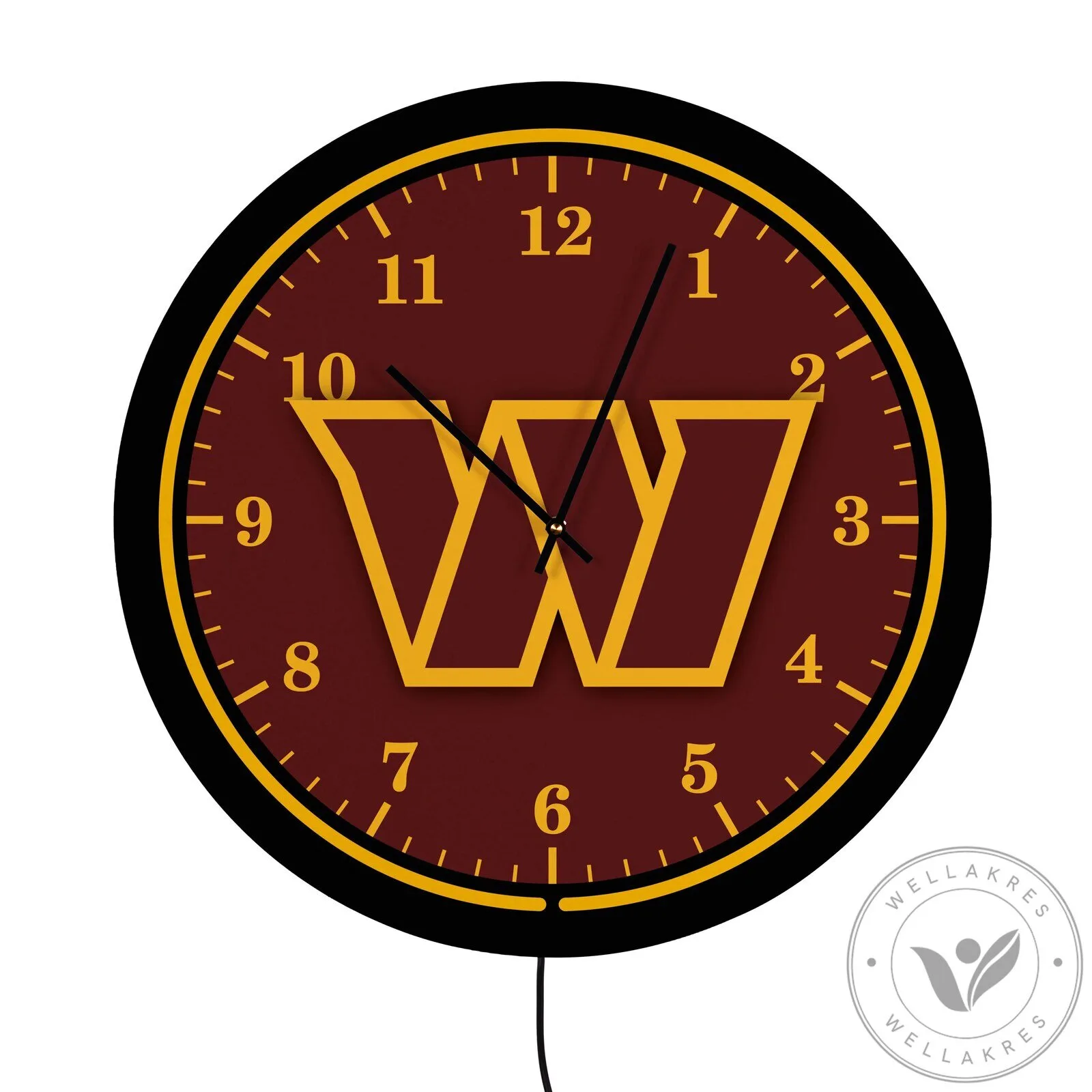 Washington Commanders NFL Football Team Round LED Wall Clock 13 Washington Commanders NFL Football Team Round LED Wall Clock