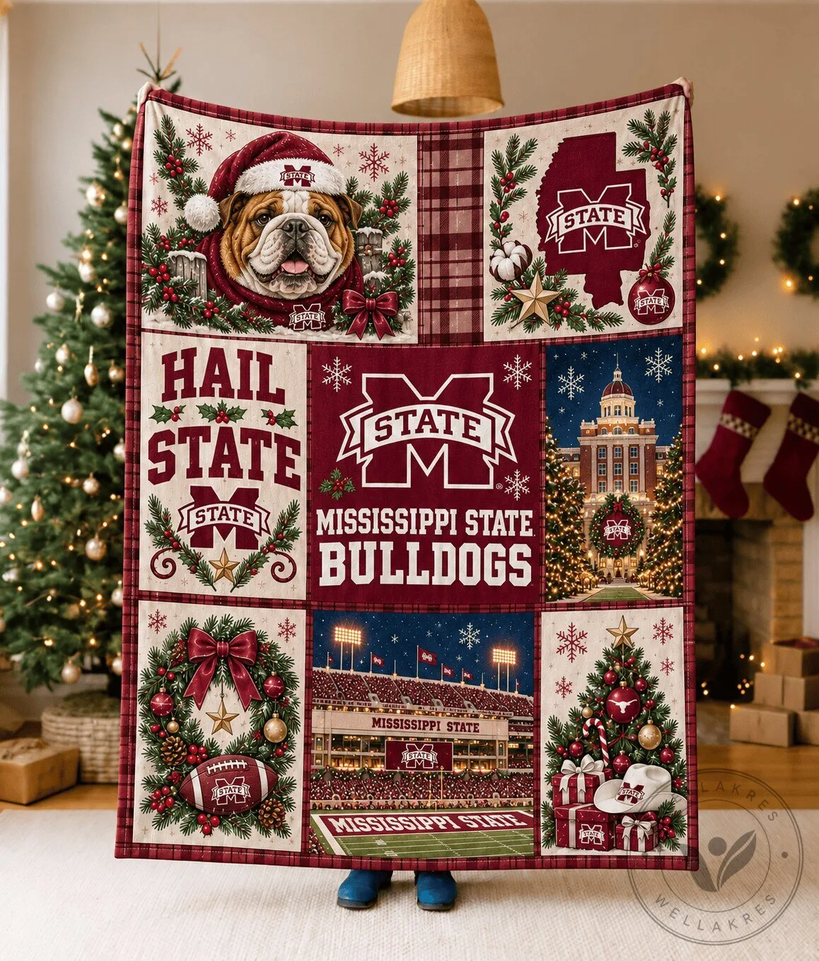 Mississippi State Bulldogs Christmas Holiday Fleece Blanket 4 Mississippi State Bulldogs Christmas Holiday Fleece Blanket