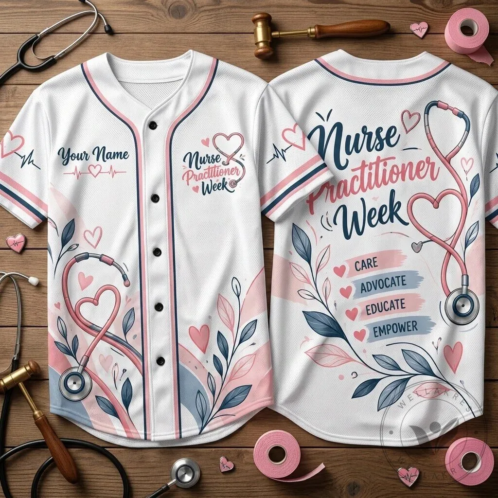 Personalized Nurse Practitioner Week Stethoscope Heart Baseball Jersey 12 Personalized Nurse Practitioner Week Stethoscope Heart Baseball Jersey
