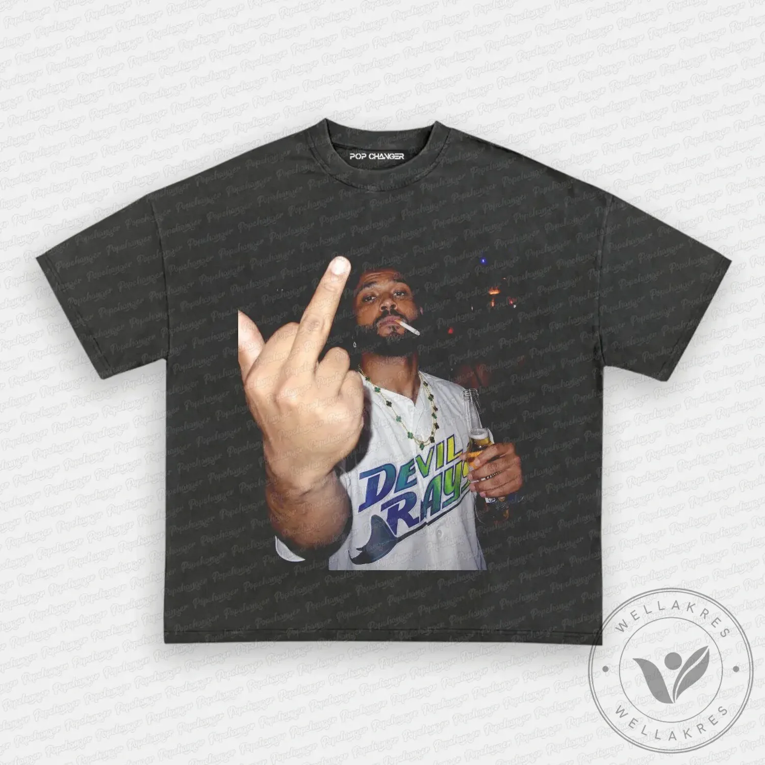 After Hours Devil Ray Middle Finger Smoking Pose Black T-Shirt 10 After Hours Devil Ray Middle Finger Smoking Pose Black T-Shirt