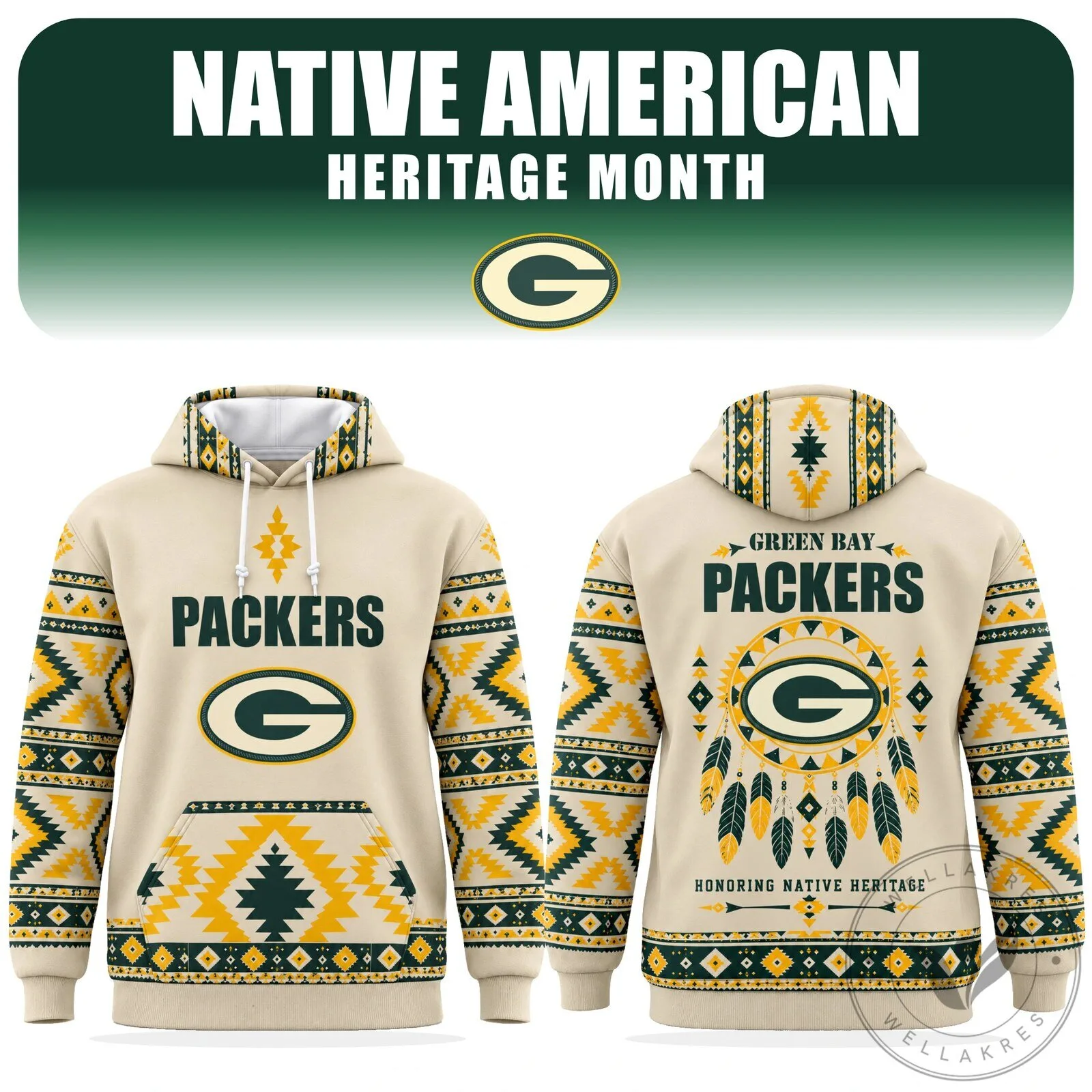 Green Bay Packers Native American Heritage Month Tribal Pattern Hoodie