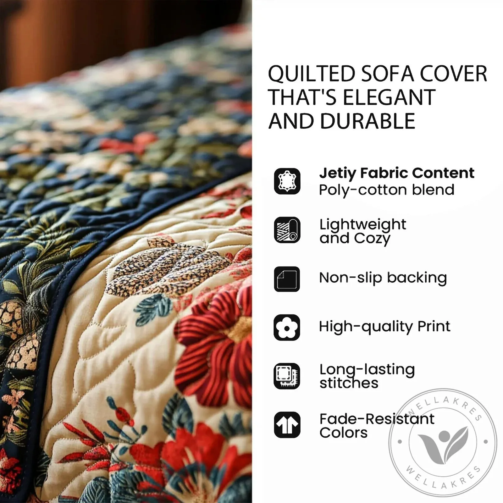 Folk Art Cats Floral Quilted Recliner Cover 18 Folk Art Cats Floral Quilted Recliner Cover
