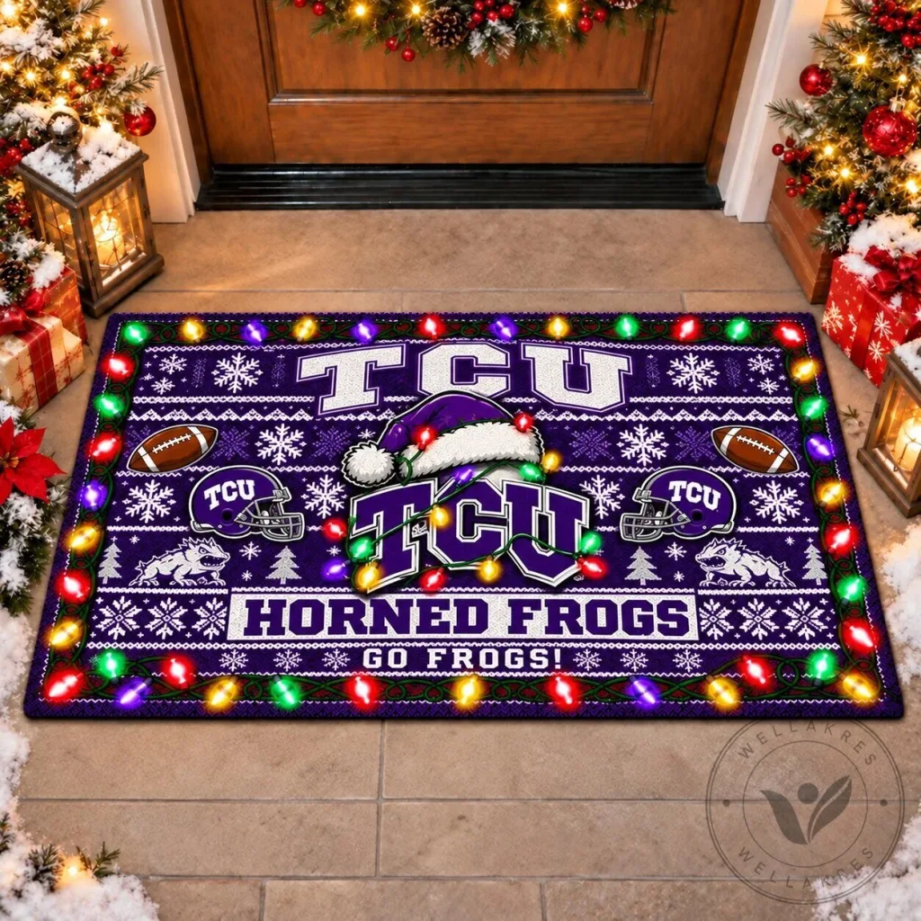 Texas Christian University Horned Frogs Christmas Holiday Doormat Texas Christian University Horned Frogs Christmas Holiday Doormat