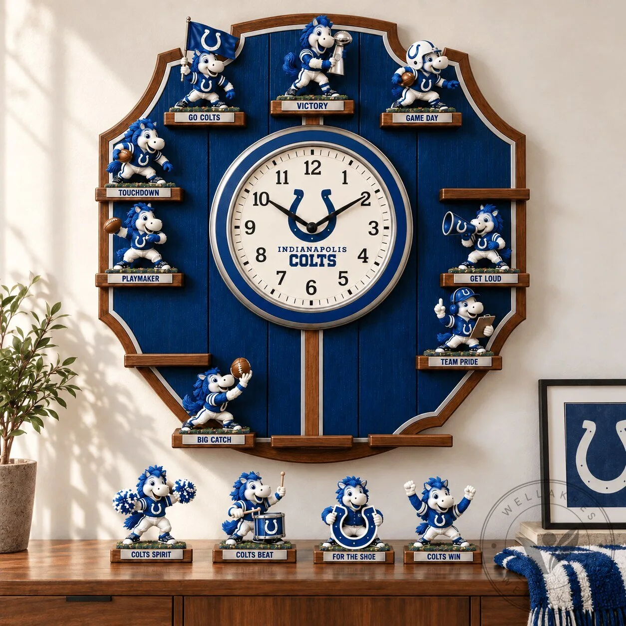 Indianapolis Colts NFL Football Team Mascot Sculpture Wall Clock