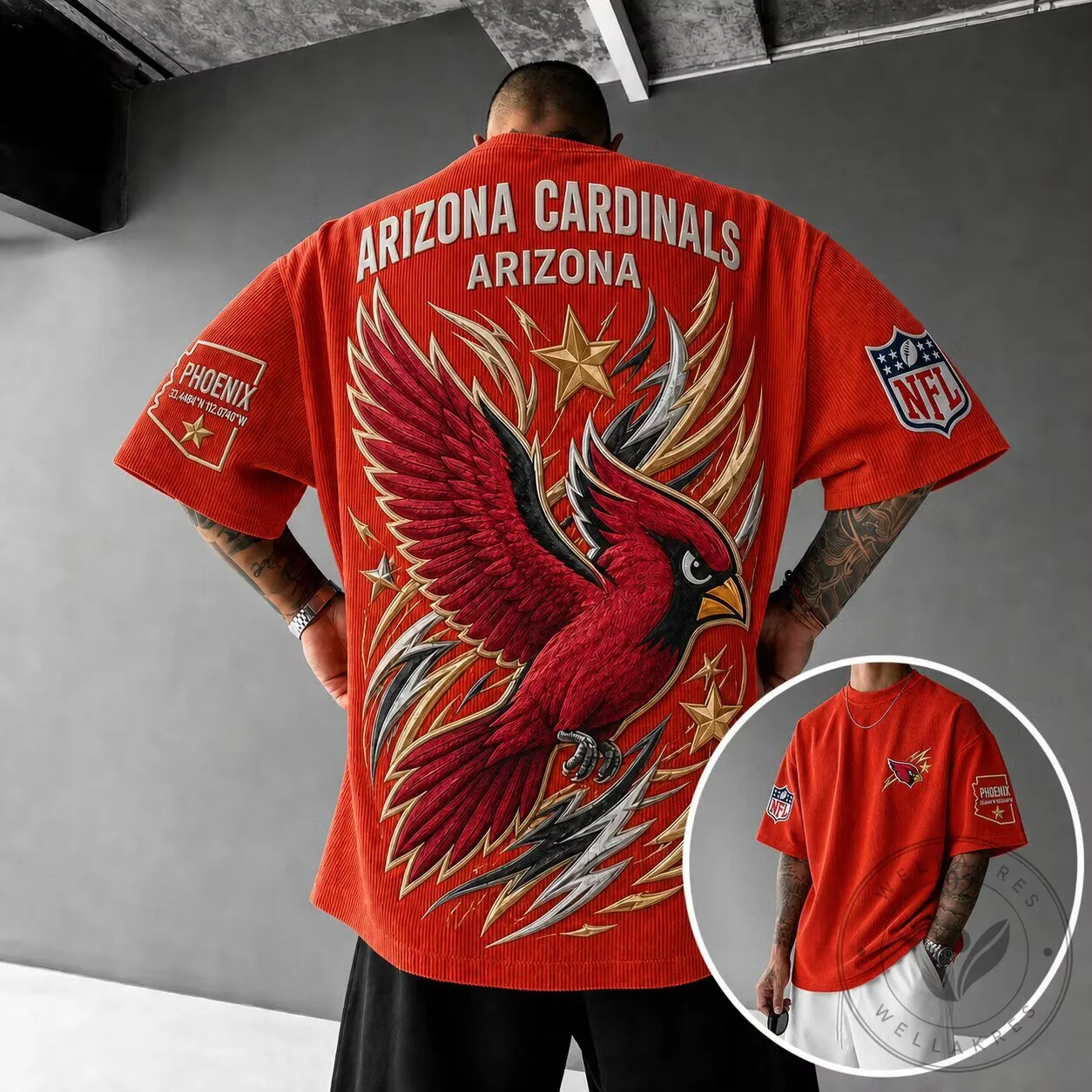 Arizona Cardinals NFL Football Team Phoenix City Oversized T-Shirt 1 Arizona Cardinals NFL Football Team Phoenix City Oversized T-Shirt
