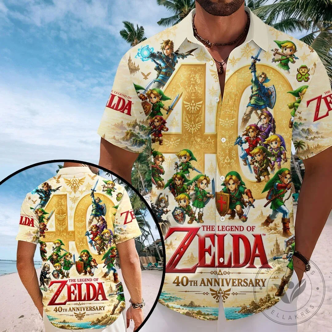 The Legend of Zelda 40th Anniversary Link Characters Hawaiian Shirt