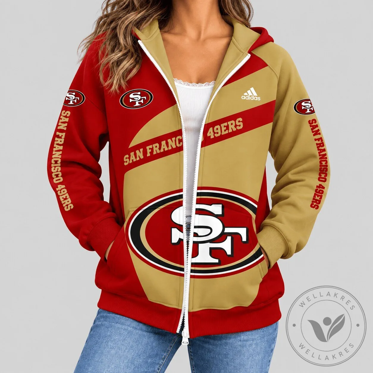 San Francisco 49ers NFL Diagonal Stripe Full Zip Hoodie