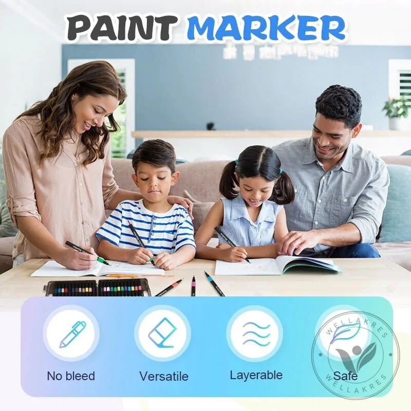 Acrylic Paint Marker Set with Dual Tips for Art and Craft Projects 16 Acrylic Paint Marker Set with Dual Tips for Art and Craft Projects
