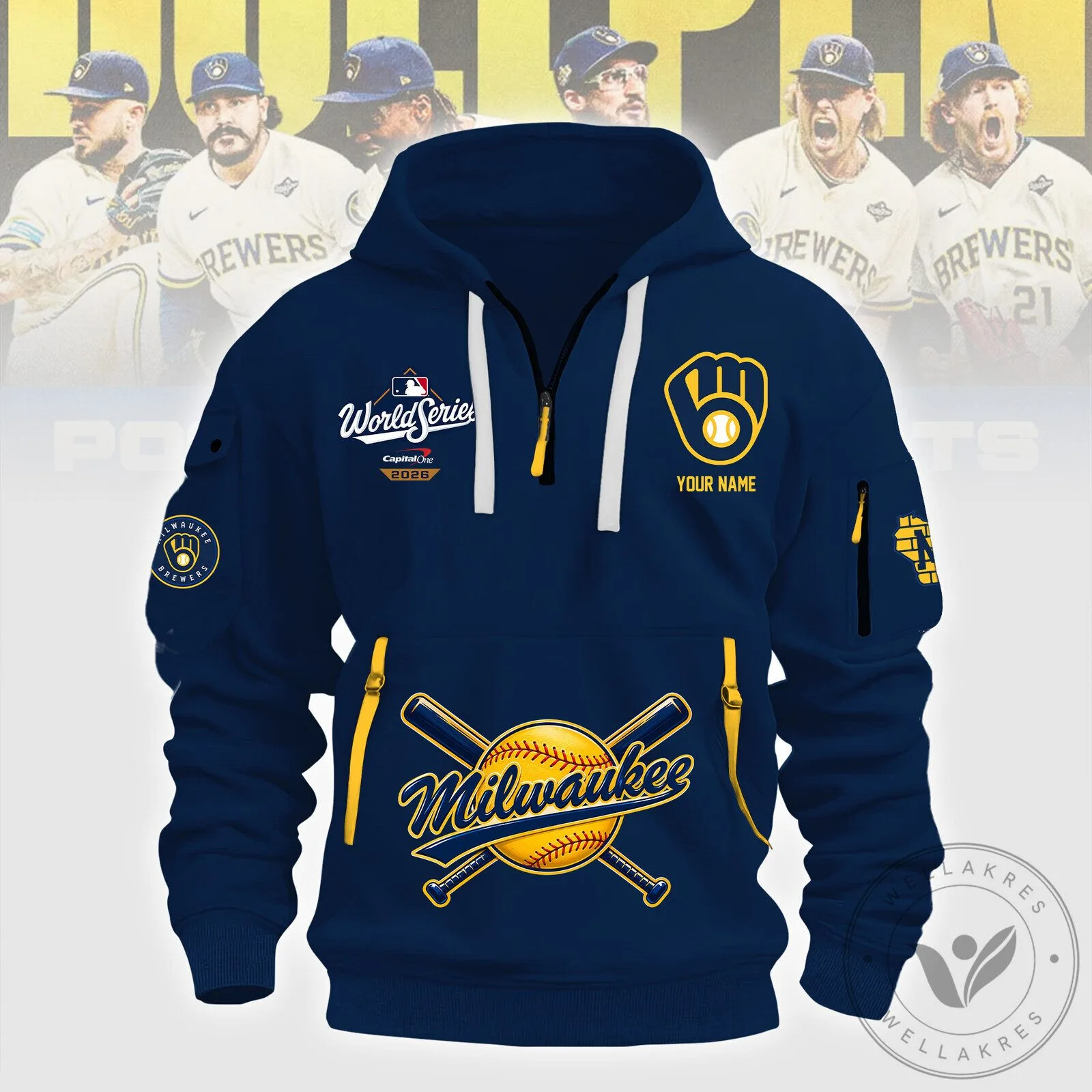 Milwaukee Brewers Baseball World Series 2026 Personalized Navy Hoodie 3 Milwaukee Brewers Baseball World Series 2026 Personalized Navy Hoodie