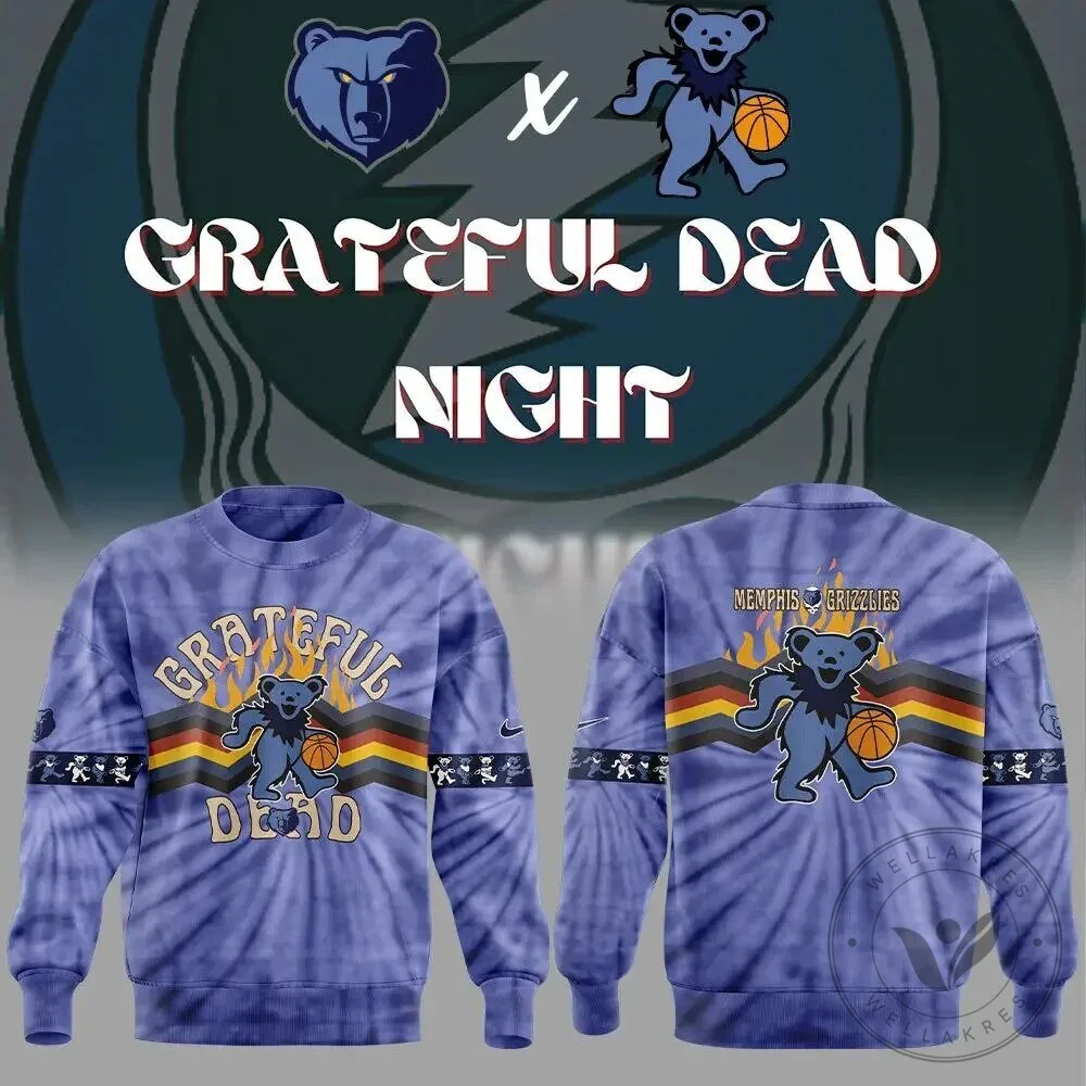 Memphis Grizzlies Grateful Dead Night Tie-Dye Basketball Bear Sweatshirt