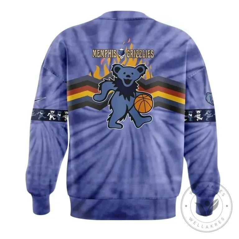Memphis Grizzlies Grateful Dead Night Tie-Dye Basketball Bear Sweatshirt 9 Memphis Grizzlies Grateful Dead Night Tie-Dye Basketball Bear Sweatshirt